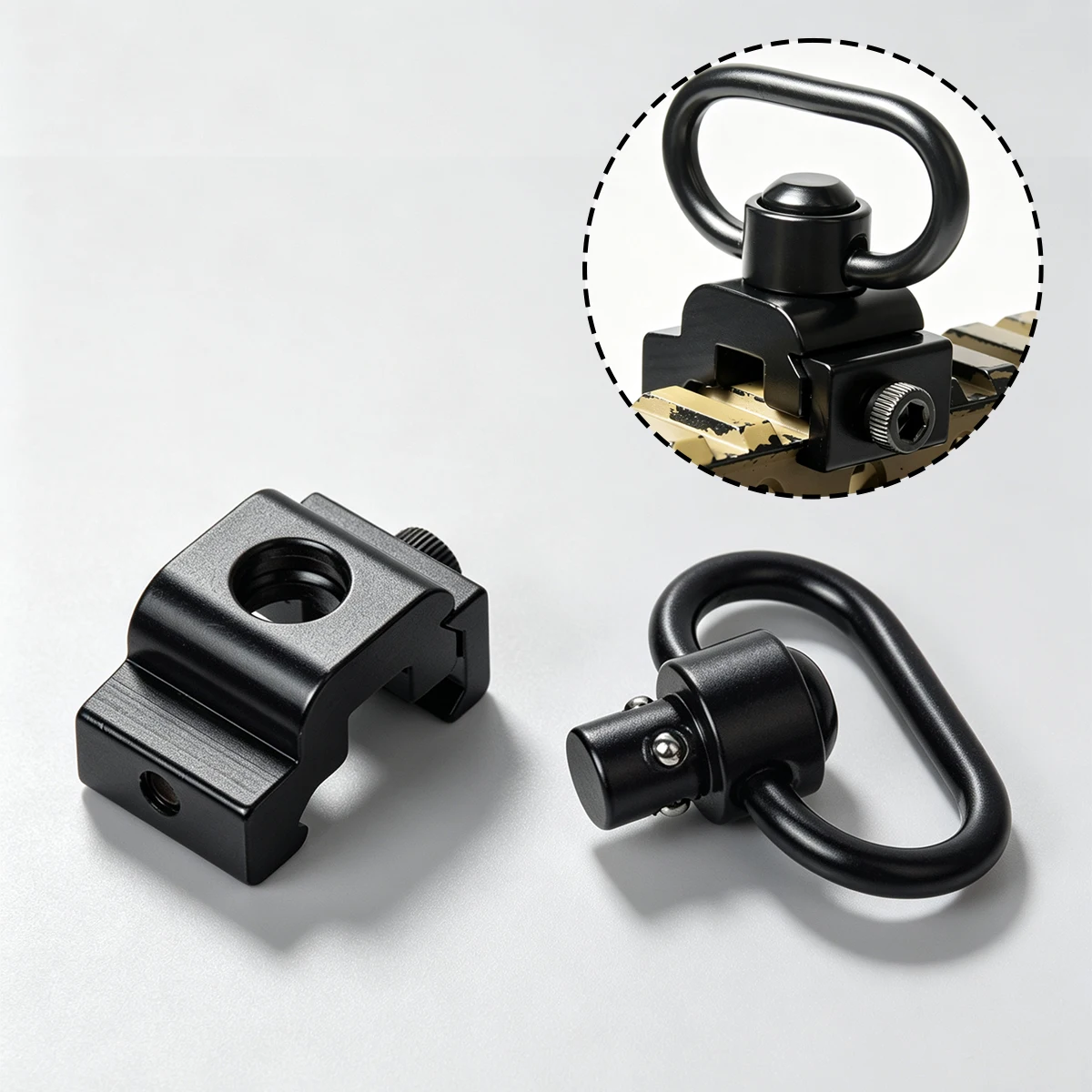 1,25-Zoll-Schnellverschluss-QD-Gurtbügelhalterung, 20-mm-Picatinny-Schienen-Gurtschnallenadapter, robustes Upgrade-Zubehör für Jagdausrüstung