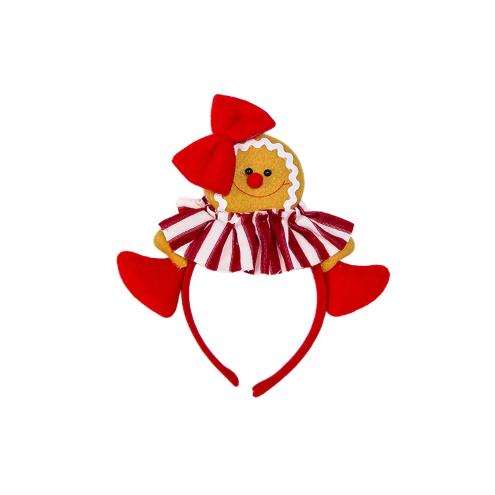 

4Pcs Gingerbread Man Christmas Hair Bands Comfortable Lightweight Hair Hoops Photo Props Party Supplies for Adults