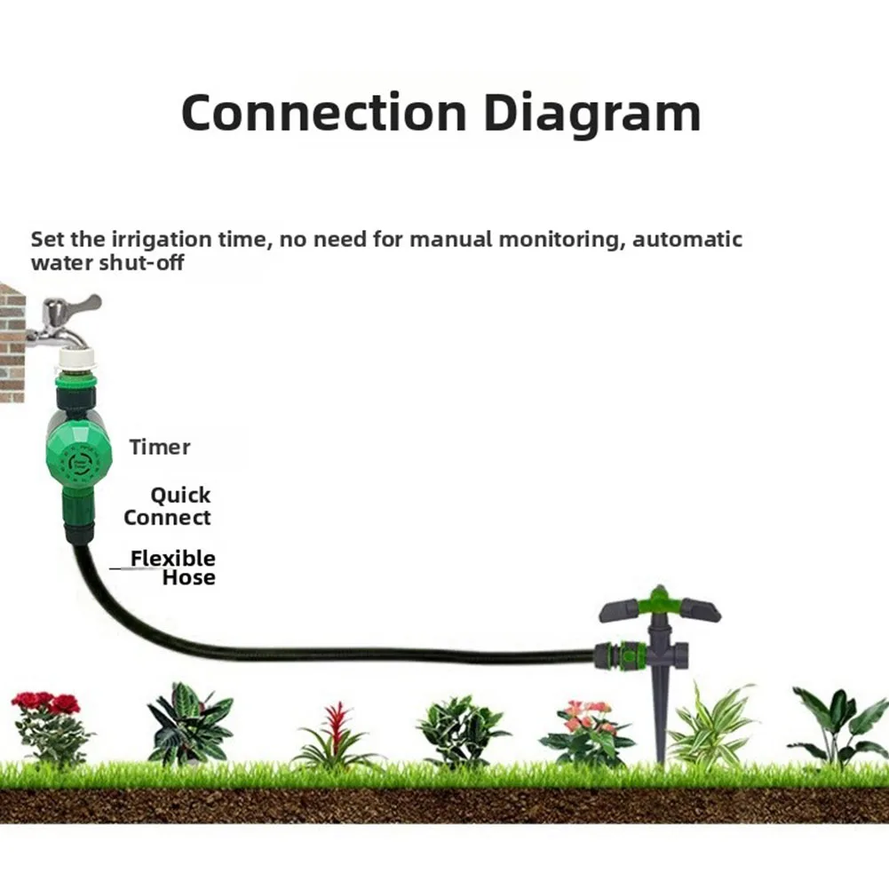Automatic Mechanical Garden Watering Timer Green ABS Irrigation Controller For Outdoor Lawn Plant Hose System Two Hour Setting