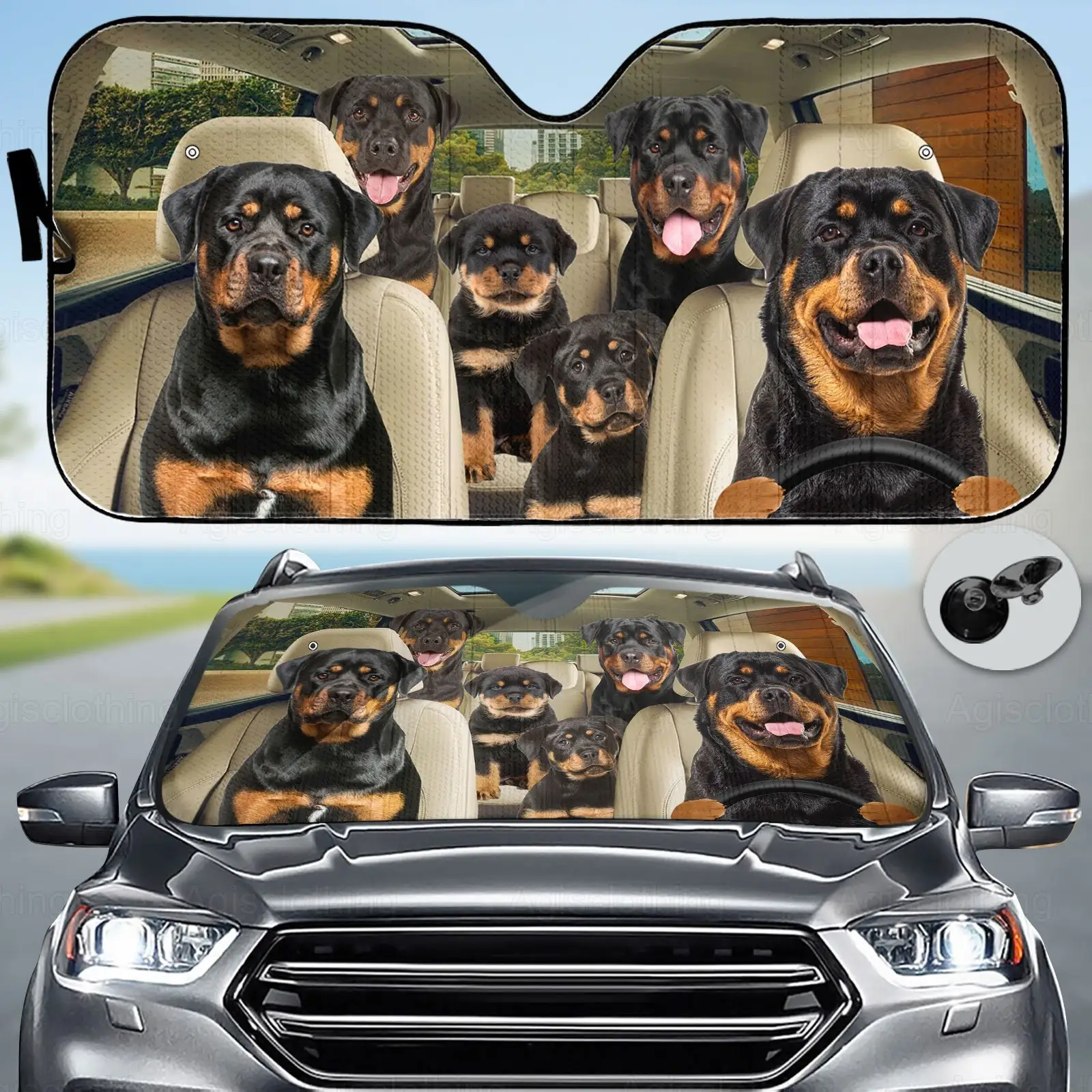 Rottweiler Car Sunshade, Rottweiler Car Decoration, Rottweiler Windshield, Dog Lovers Gift, Dog Car Sunshade, Gift For Mom, Gift