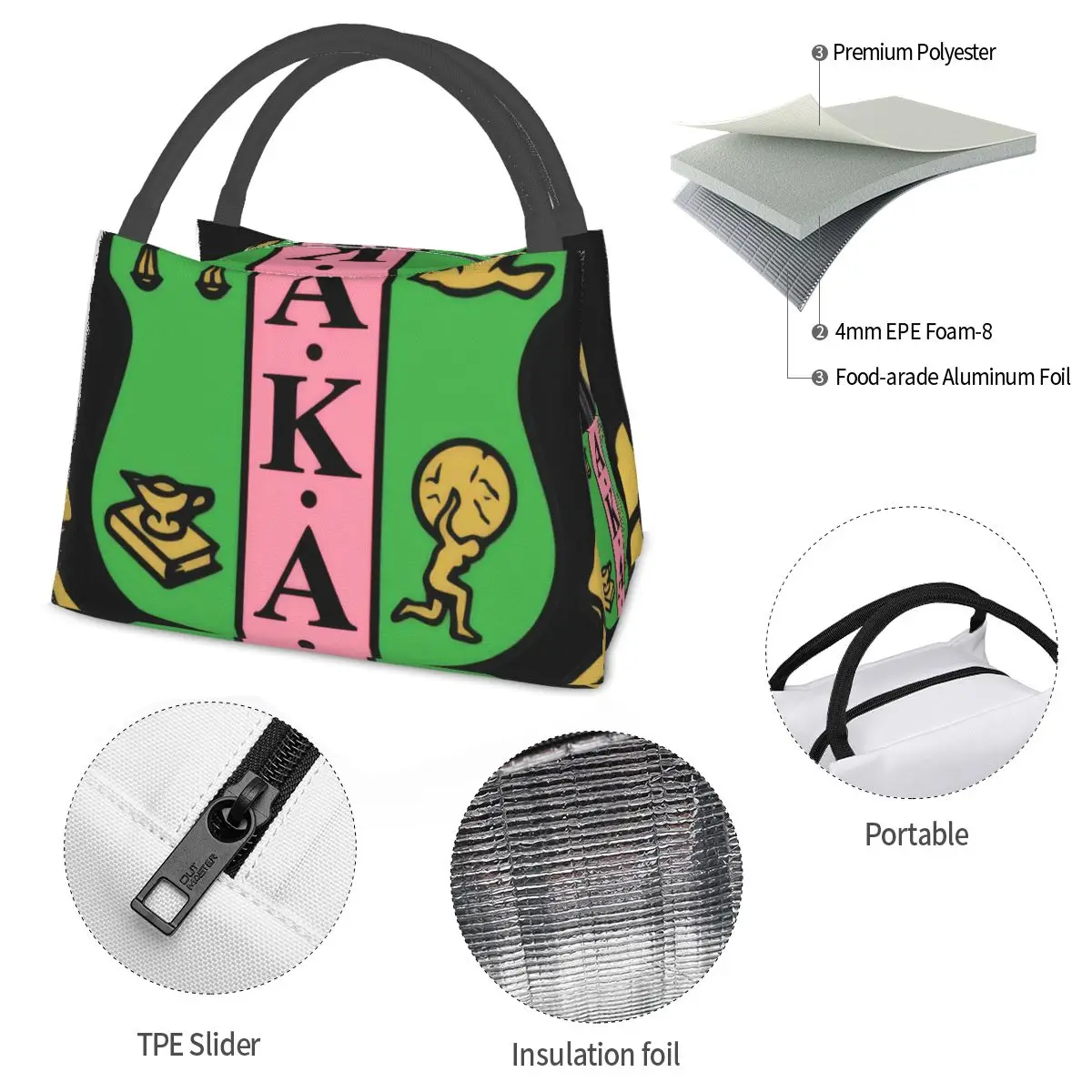 AKA Sorority Portable insulation bag for Cooler Food Office Pinic Container