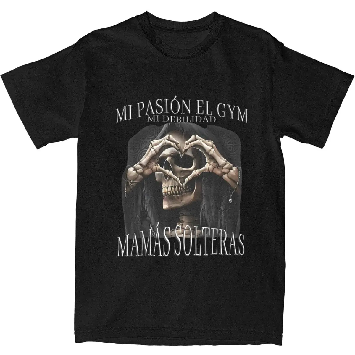 Men's Calacas Chidas Gym T-Shirts MI PASION EL GYM MAMAS SOLTERAS Cotton Tops Summer Vintage T-Shirt O Neck Trendy Cool Tshirt