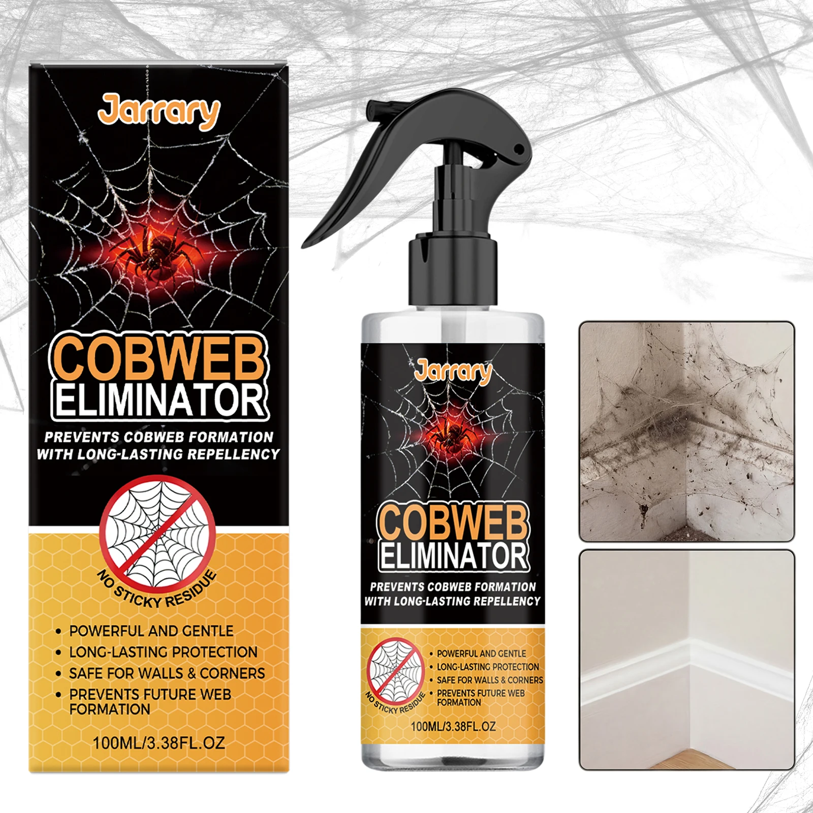 100ML Spider Cobweb Eliminator Prevent Spiderweb Formation Spider Liquid Spray Works Immediately for Kitchen Garage & Basement