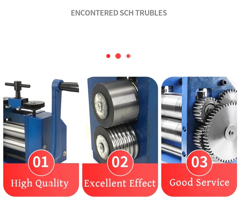 Mini Goldsmith Gold Jewelry Rolling Mill Two Roll Mill Machine With 1:2.5 Gear Ratio Sheet Square Semicircle Pattern Wire Roller