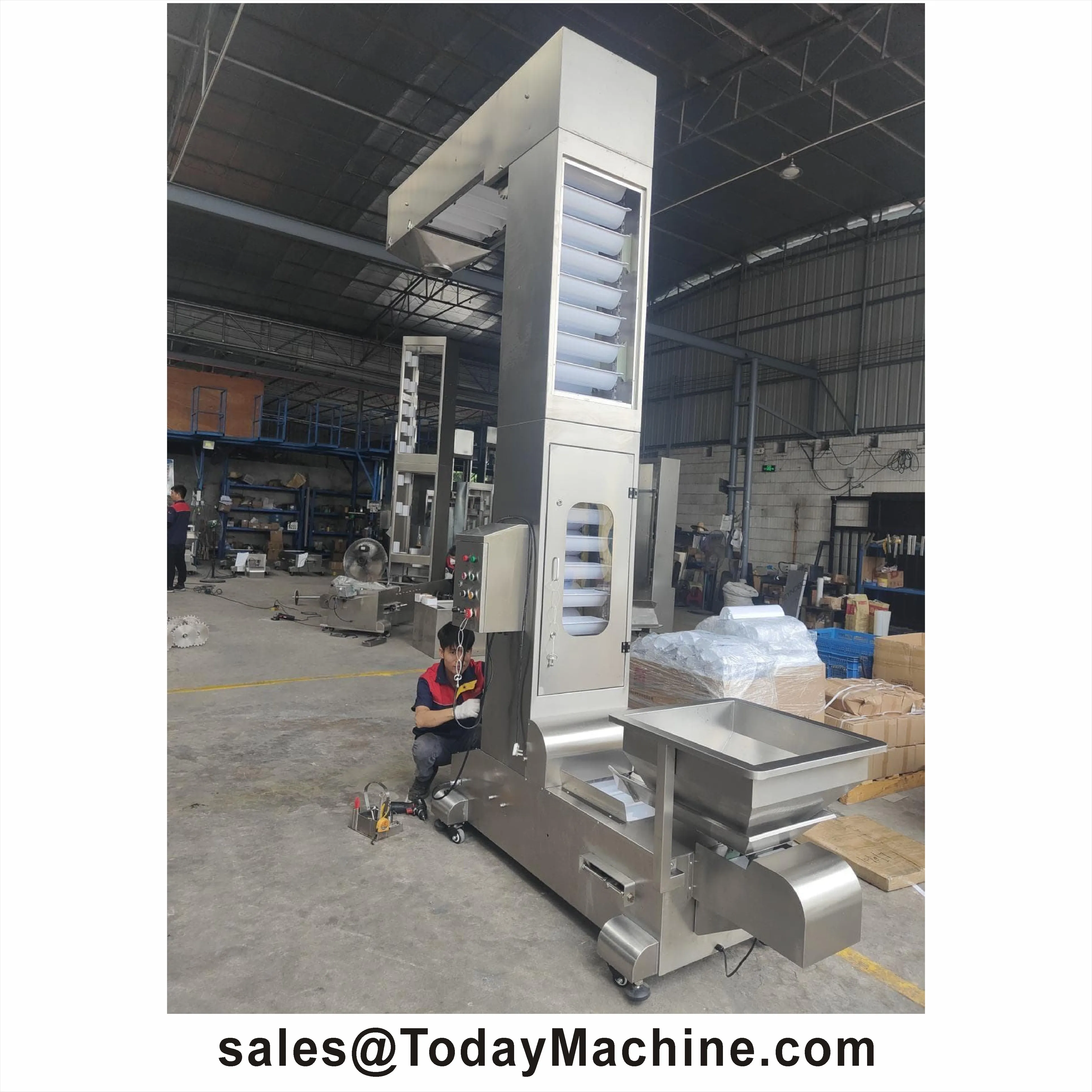 304 Stainless Steel New Z-type Bucket Elevator With Screw Conveyor Automatic Assembly Line