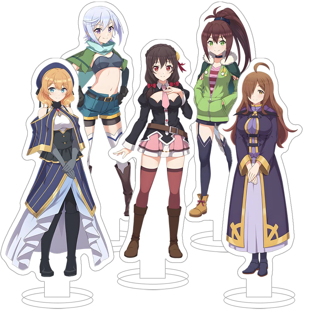 KonoSuba Satou Kazuma Aqua Megumin Darkness Lynn Erika Claire Ford Funifura Dodonko حامل أكريليك رسمي هدايا ديكور سطح المكتب