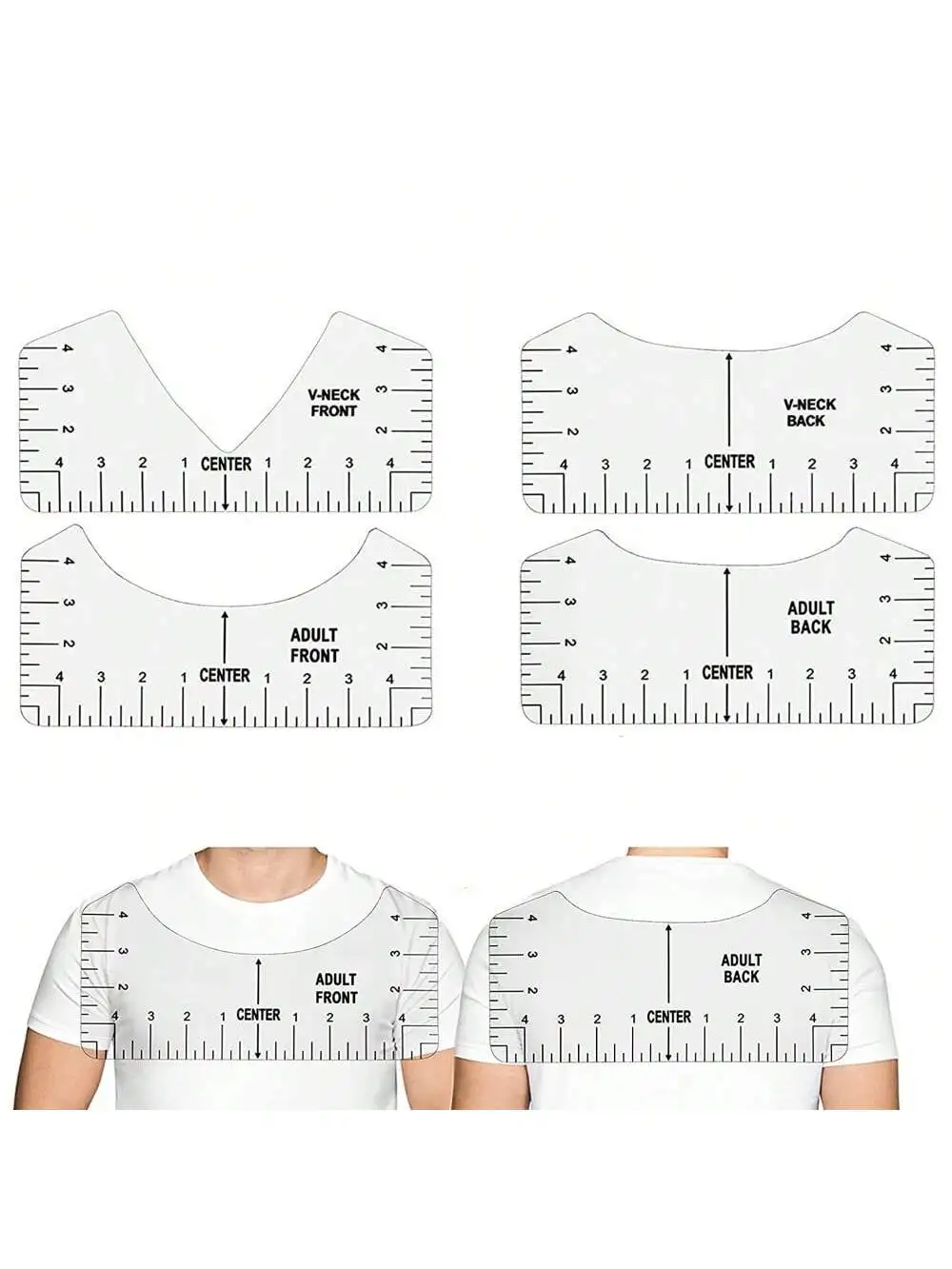 4/8Pcs Shirt Alignment Ruler Tool Set T-Shirt Measuring Guide for Heat Transfer Vinyl Cricut Centering Tool Adult Youth Toddler
