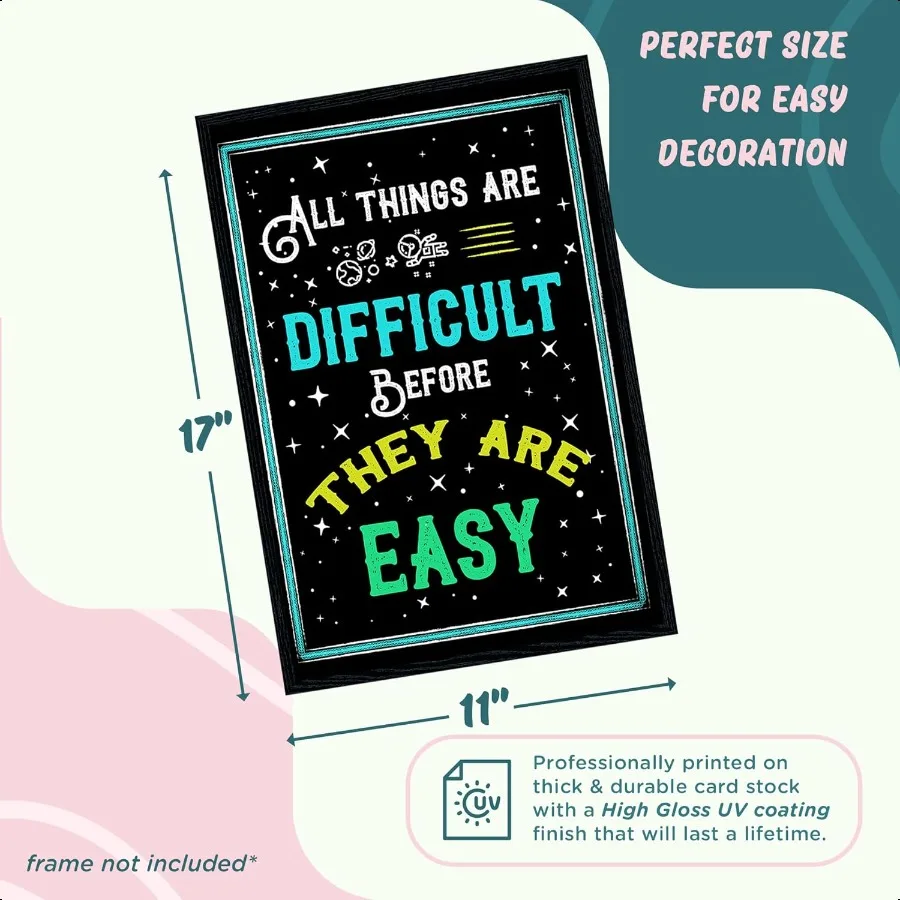 مجموعة ملصقات ديكور الحائط تحفيزية للسبورة السوداء من LO Goods مكونة من 10 مطبوعات ملهمة لغرفة المعيشة وغرفة النوم والمكتب Cla #3