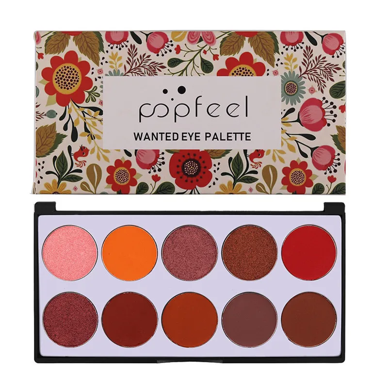 POPFEEL 10 Colors Eyeshadow Cosmetic Matte Eyeshadow Palette Shimmer Set Profissional Colorful Pigmented Matte Glitter Eyeshadow