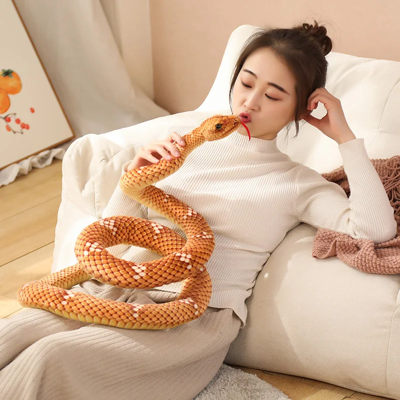 1pc 200cm Giant Snakes Plush Toy Simulation Long Golden Python Stuffed Snake Plushie Pillow Gift Home Decoration