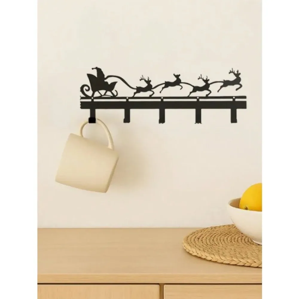 قطعة واحدة من حامل المفاتيح المعدني لعيد الميلاد - تصميم صورة ظلية مبتكر لعيد الميلاد، خطافات متعددة الأغراض للمفاتيح