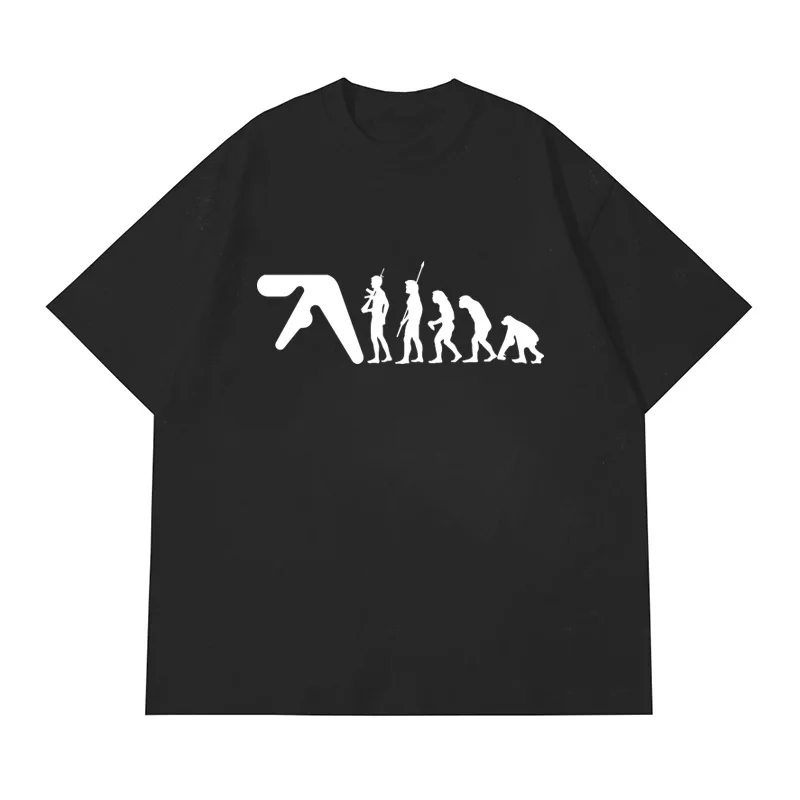 Men T-Shirt Aphex Twin Oversized Cotton Tops Harajuku Short Sleeve Tee Y2k Streetwear Korean Fashion Vintage Aesthetic Clothing