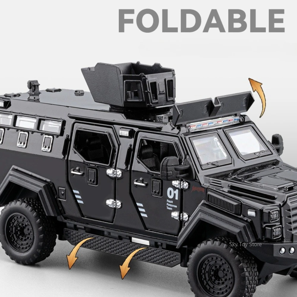 1:32 Alloy Sabertooth Armored Dongfeng Warrior Car Diecast Model Toys Doors Opened Sound Light Pull Back Vechie Child Adult Gift