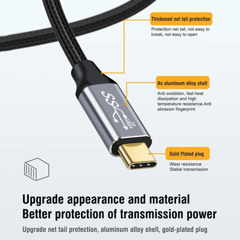 100W PD Fast Charging Cable 10Gbps USB 3.1 Gen 2 Type C Extension Cable Male to Female Data Line 4K@60HZ Video Cord