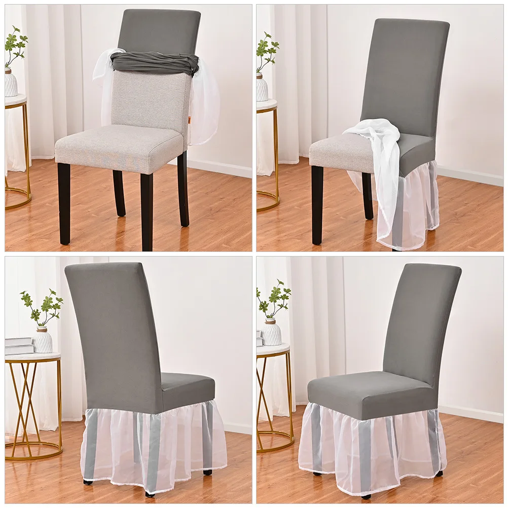 

Fitted Skirt Dining Chair Cover Stretchable Washable Chair Protector for Dining Room Kitchen Dorm Decorative Seat Cover