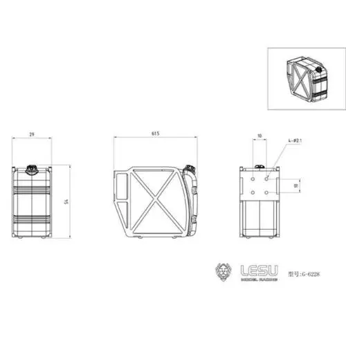 Lesu 1/14 rc modelo peças tanque de ureia de plástico para 1/14 fh16 diy caminhão trator adulto brinquedo diy peça de reposição TH15251-SMT1