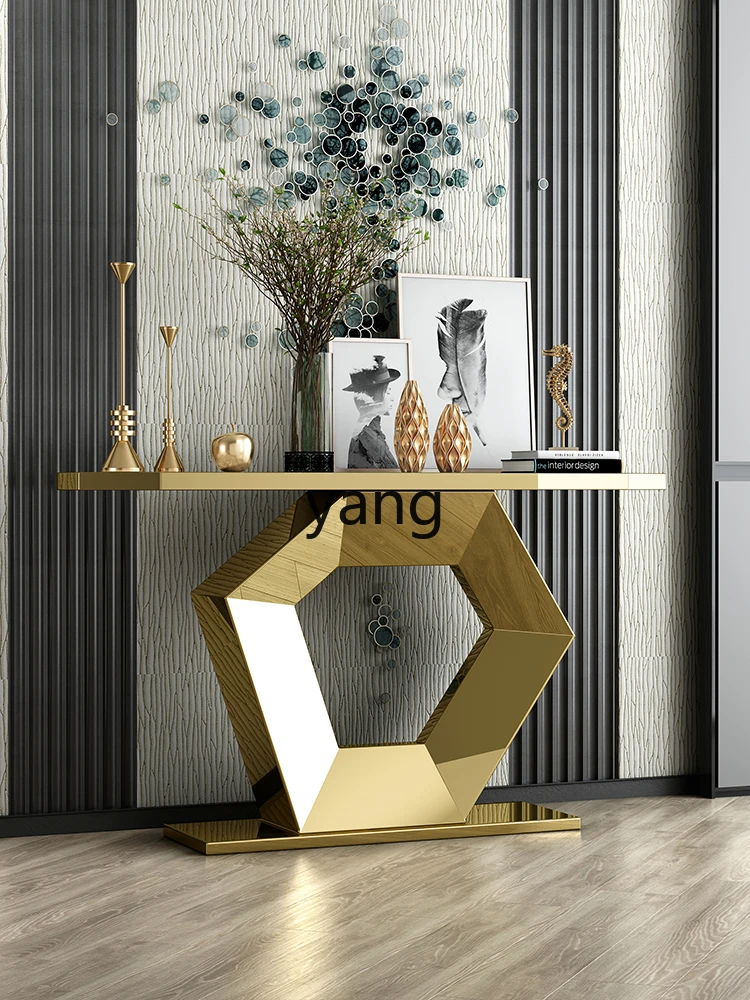 CX Light Luxury and Simplicity Hyundai Stainless Steel Console Table Hallway Corridor Decoration a Long Narrow Table