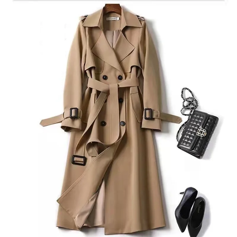 

Casual Windbreaker Women's Overcoat 2024 Spring Autumn New Korean Loose Belt Double-Breasted Y2k Trench Coat Female Outerwear