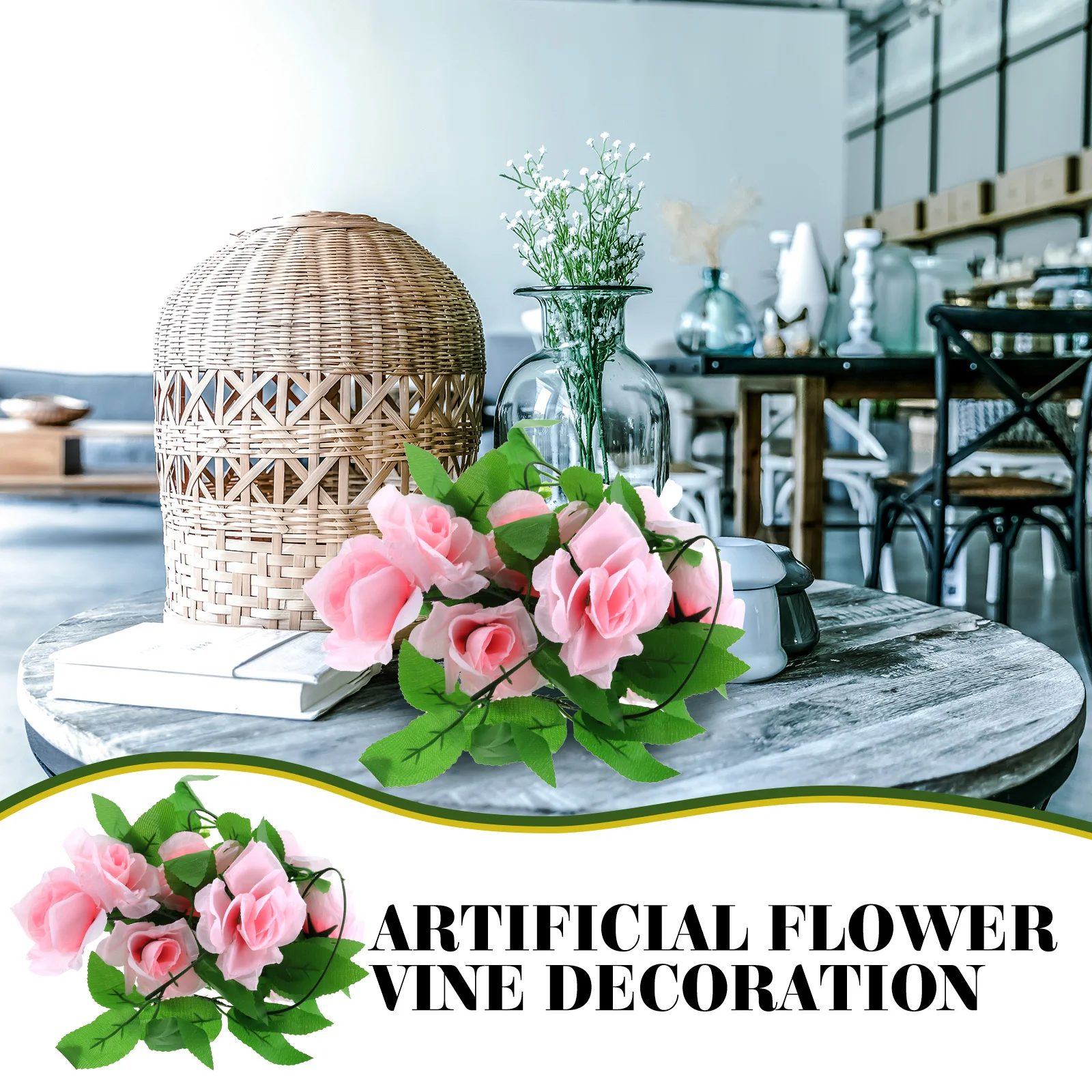 

2pcs Imitation Flower Vine Artificial Rose Vine Decor Wedding Arch Flowers Fake Rattan For Door Wall Home Garden Party