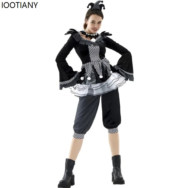 

Halloween Evil Clown Costume Circus Role Play Resurrection Horror Vampire Clown Costume Couple Stage Performance Costume 2025