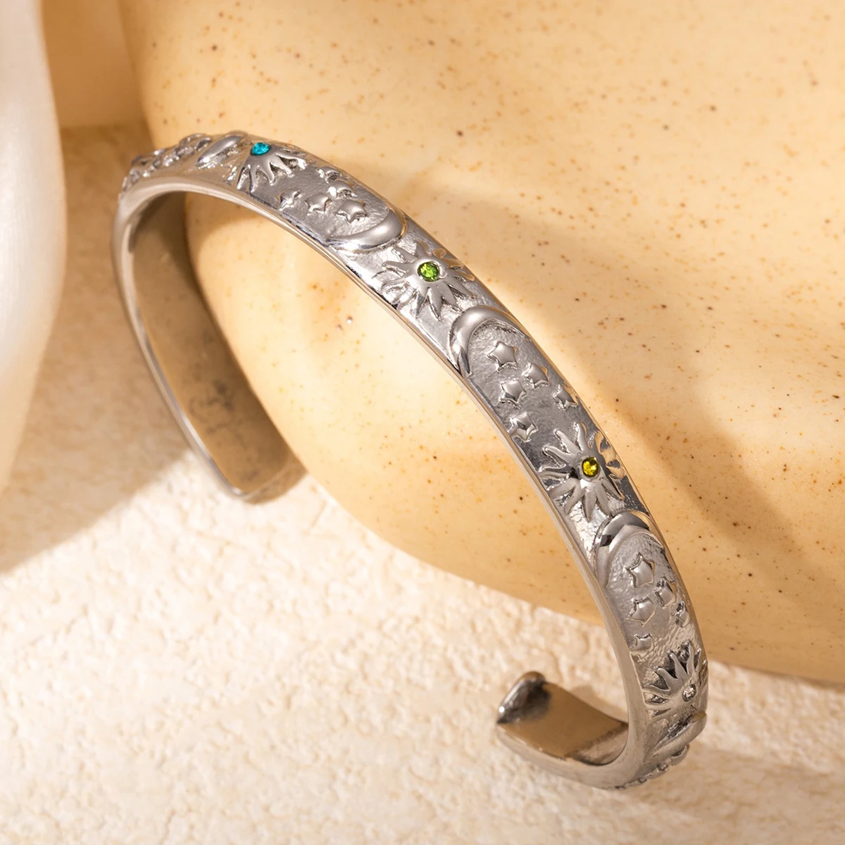 Moon Star Sun Bangle Bracelet Gold Sliver Stylish Metal Open Wrist Vintage Fashion Party Jewelry Gift for Women image 5