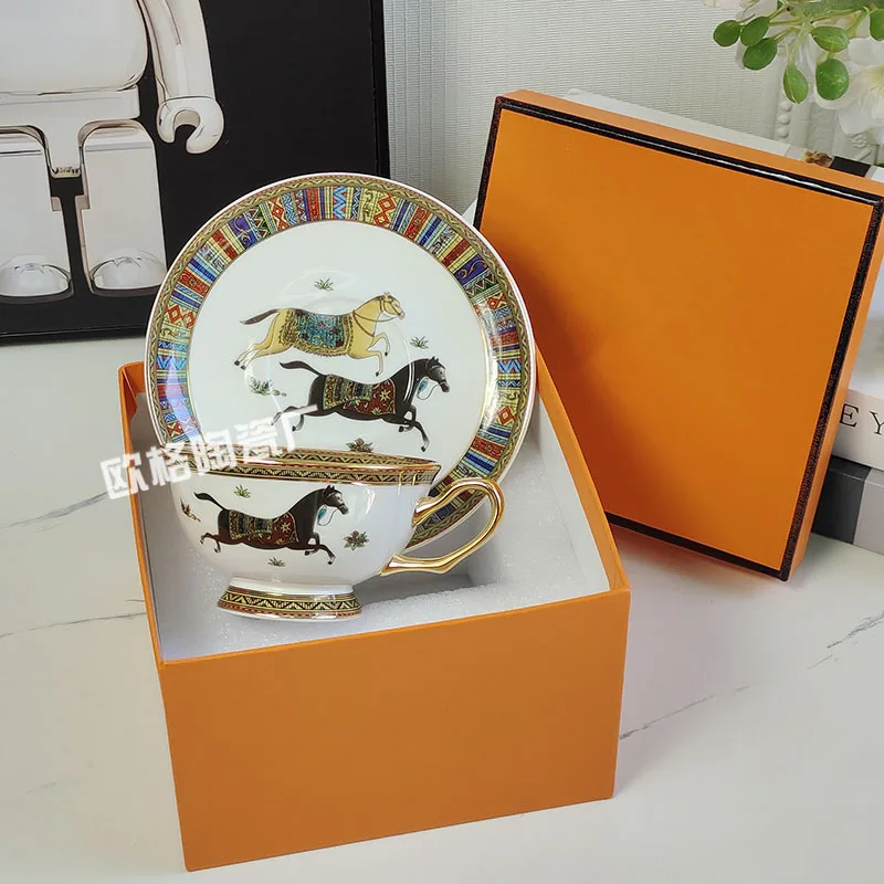 

Fashionable European-style Single Cup and Saucer Set Elegant Afternoon Tea Ware for Coffee and Black Tea Stylish Tableware