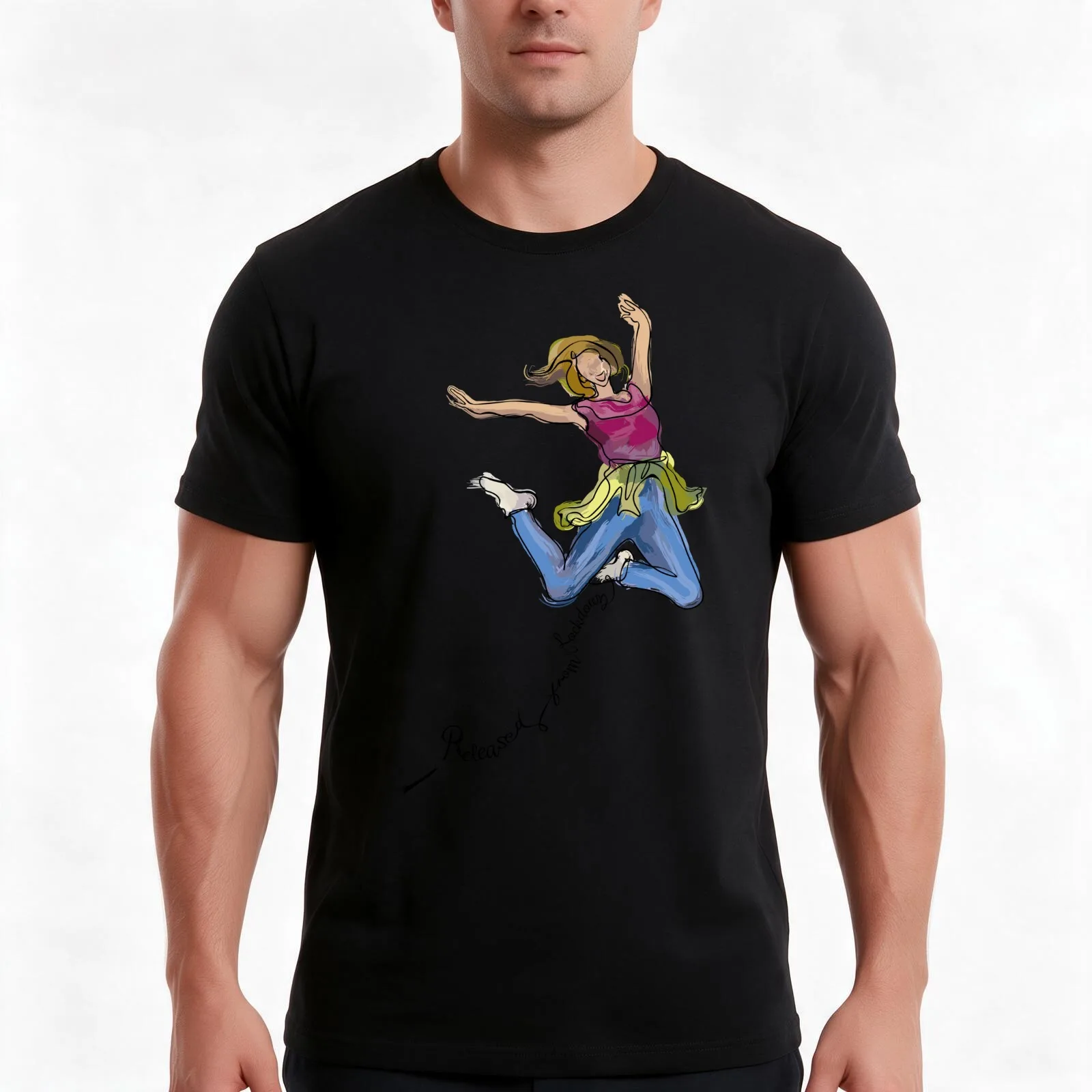 Released from lockdown T-Shirt, Summer Casual Cotton Tee, Oversized Streetwear Tops, Vintage Graphic Print, Unisex Men Women