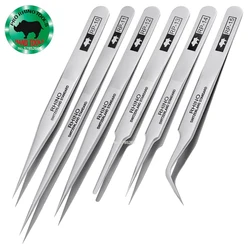 1 Set 6 Pcs Japan RP Series High-Hardness Carbon Steel Anti-Magnetic Anti-acid Tweezers for Beauty Electronics Jewelry Industry