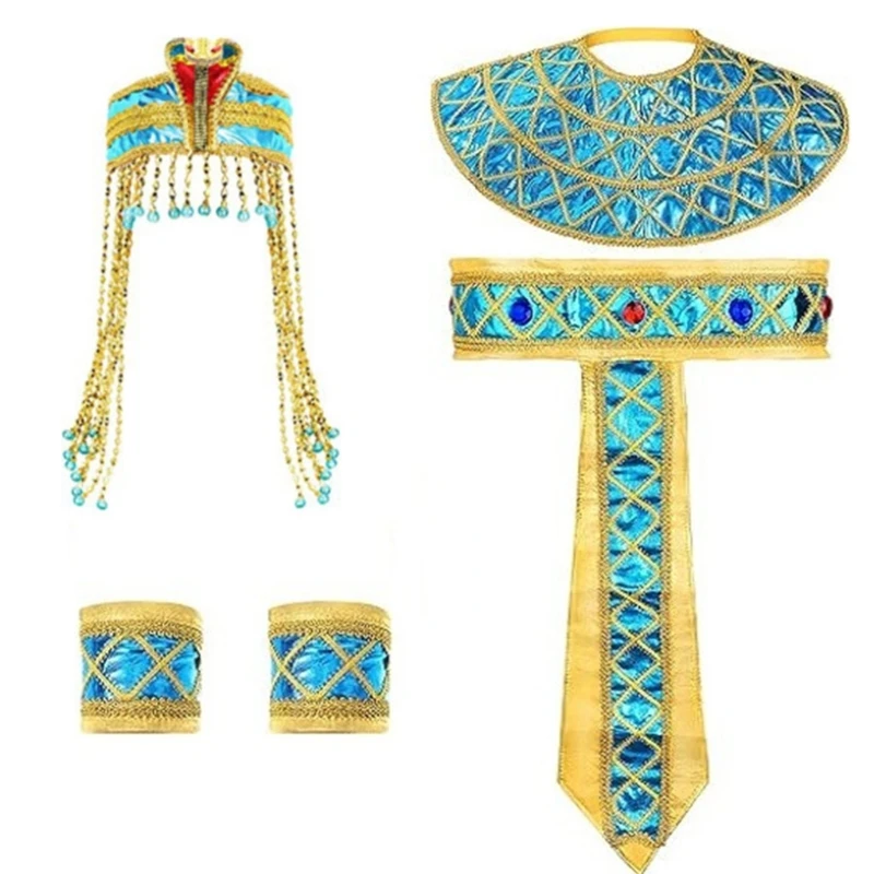 

Egyptian Costume Includes Snake Headpiece Egyptian Belt Egyptian Collar Wristbands for Women Man Halloween Cosplay Party