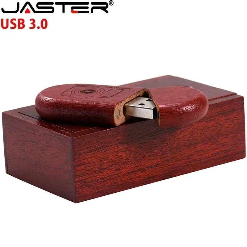 1PCS Free Custom Logo USB 3.0 Flash Drive 128GB Wooden Box Pen Drive 64GB Memory Stick 32GB Creative Wedding Gift Pendrive 16GB