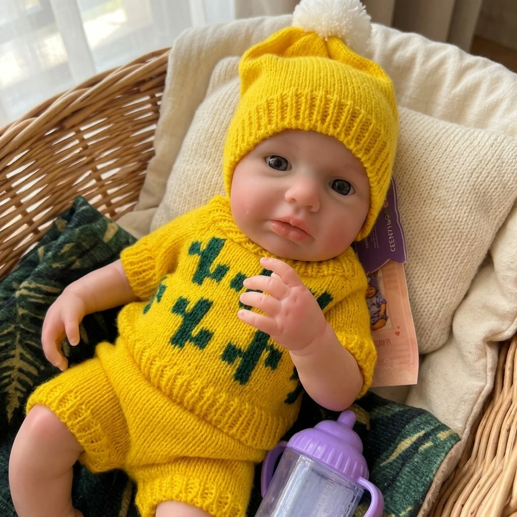13 Inch Silicone Reborn Awake Loulou Handmade Newborn Baby Doll Toy Newborn Baby Doll(anatomically accurate)