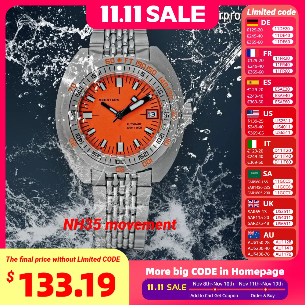 Top Brand Diver Watch Men SUB300T Automatic Mechanical Sapphire Glass Luminous Date 200m Turn Bracelet Seestern Wristwatch Retro