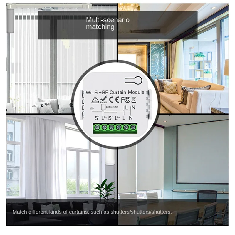 

B63B-Tuya Wifi Smart Curtain Switch Light Controllers Roller Blinds Shutter Motor RF433.92MHZ Smart Life APP Remote Control Dura