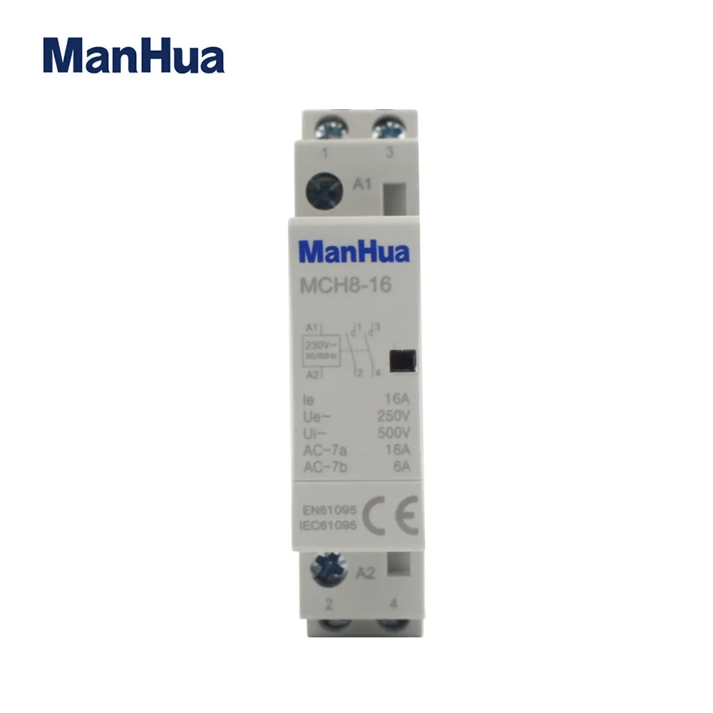 ManHua MCH8-16 2P 16A 220V/230V 50/60HZ Din Rail Household AC Modular Contactor