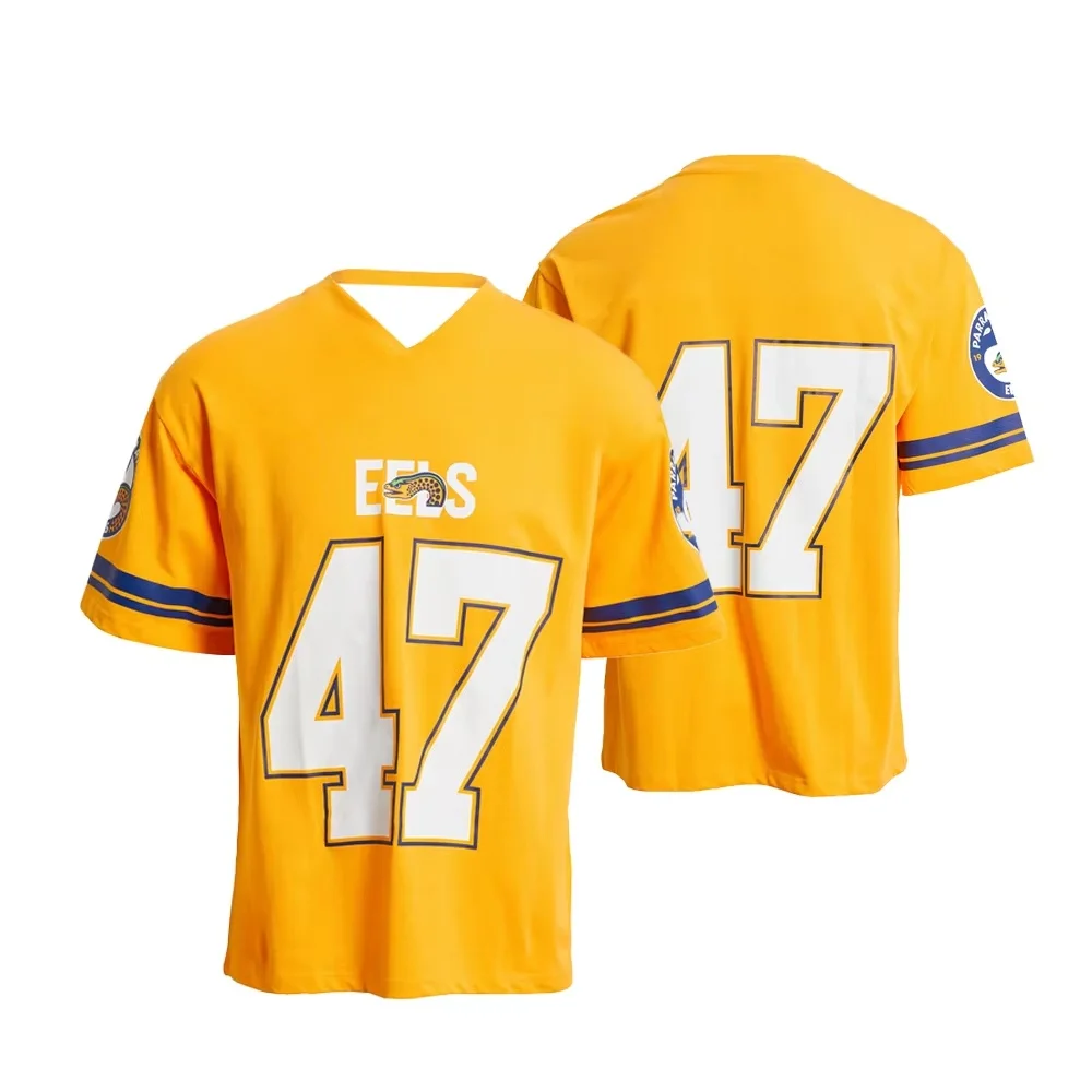 

Parramatta Eel Last Summer Oversized Plaid T-Shirt 2025 KidsAdults Australian Football Training Breathable T-Shirt MOTO