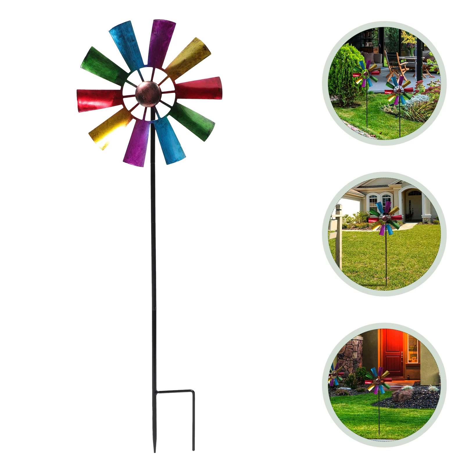 Wrought Iron Metal Windmill Rotating Windmills Ornament Pinwheels Outdoor Adornment Spinning Toys
