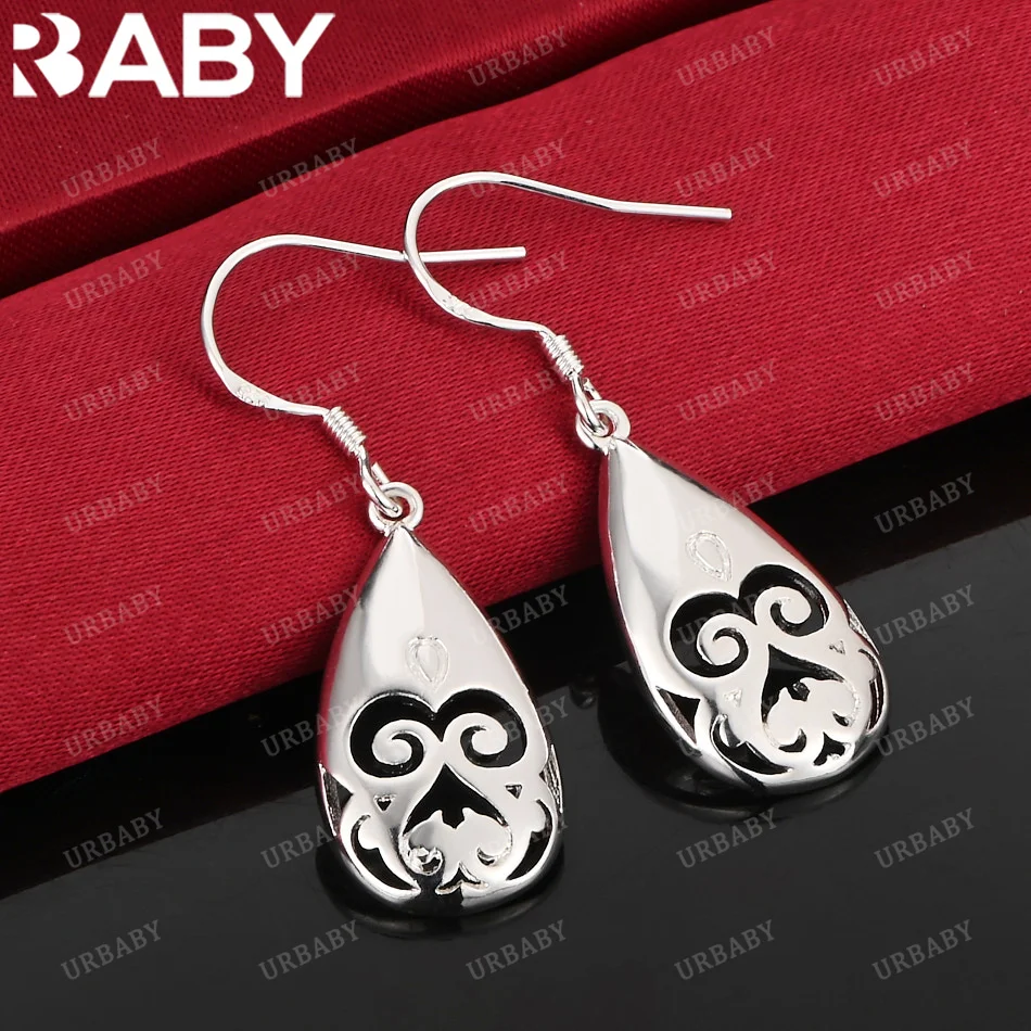 

URBABY 925 Sterling Silver Earrings Irregular Hollow Water Drop Earrings For Women Jewelry Fashion Party and Daily Wear