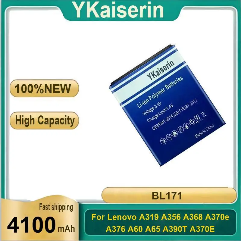 4100Mah Rapid Charging For Lenovo A319 A356 A368 A370e A376 A60 A65 A500 A390 A390T A370E A375E A50 Mobile Phone Battery BL171