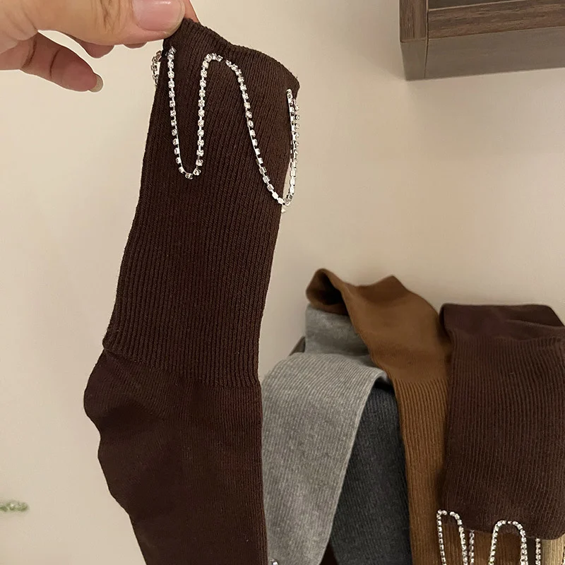 

Модные носки до середины икры, сшитые вручную носки до середины икры, хлопковые носки в вертикальную полоску, полиэстер для подарков для нее, улицы, на каждый день