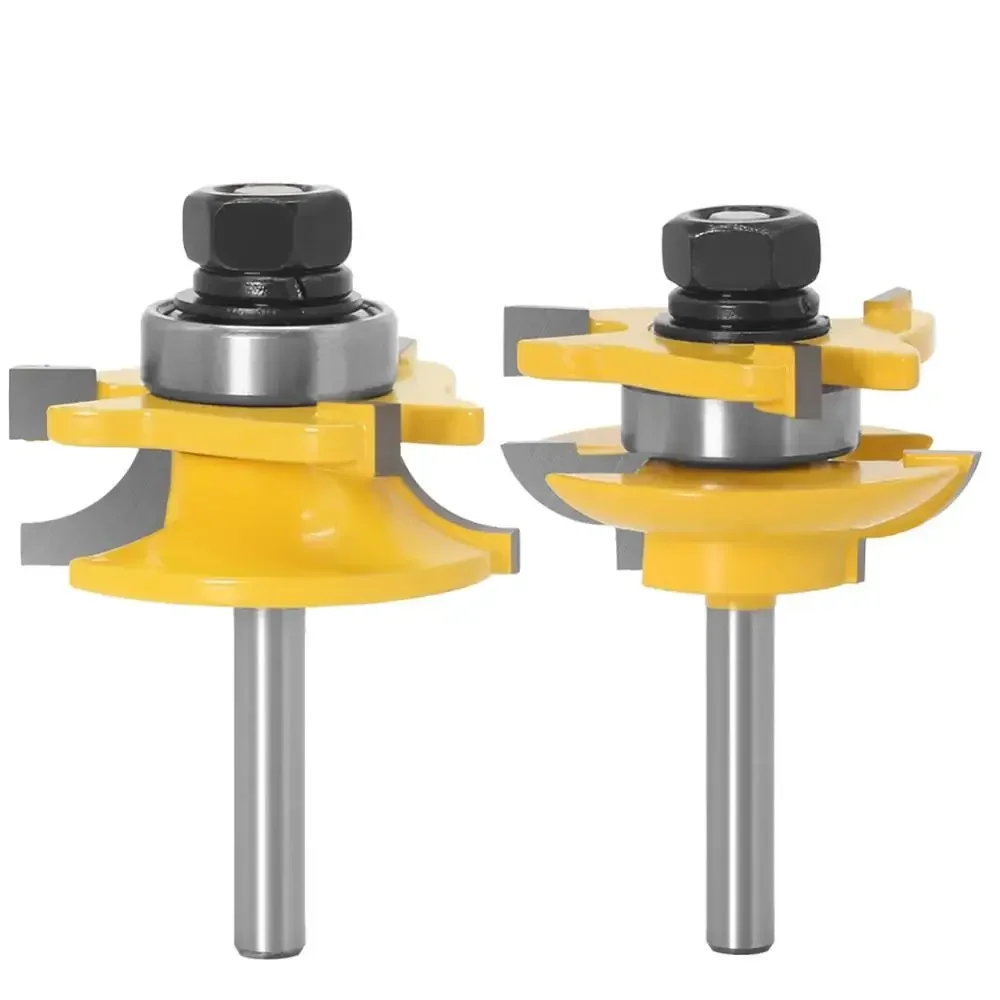 3PC/Set 1/4" 6.35MM 6MM Shank Milling Cutter Wood Carving Big Cabinet Rail & Stile Tenon Router Bit Door Cabinet Panel Raiser