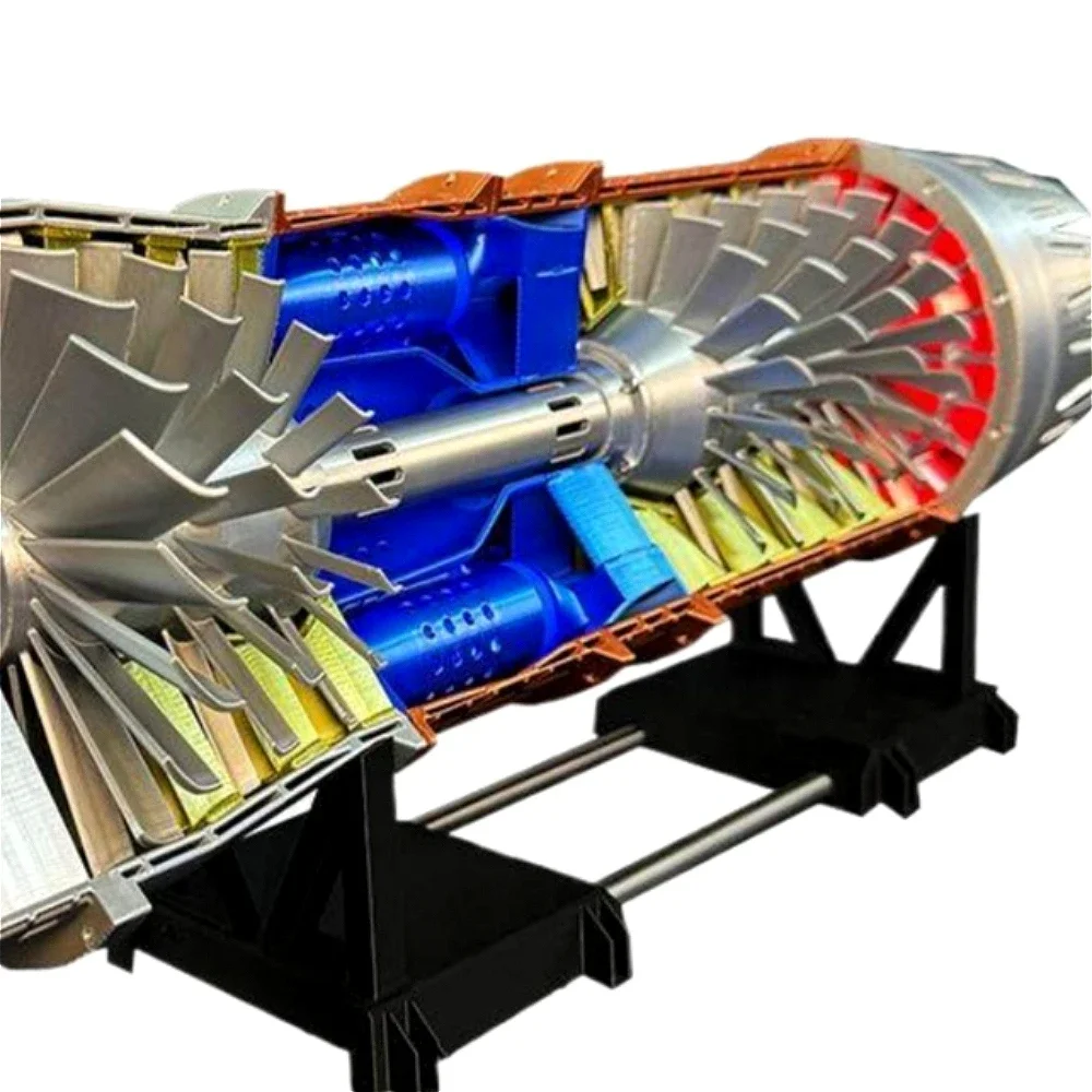 NF Simulated Aircraft Engine Startable Turbine Engine with LED Lights Desktop Ornament Perspective Turbine Engine Assembly Model