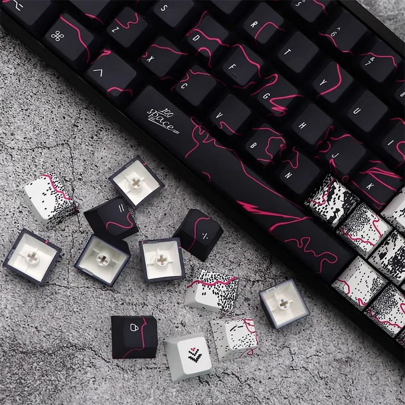 Imagem -03 - Pbt Dye Sublimação Acessórios Teclado Mecânico Keycaps Graffiti Tema 61 64 68 75 Perfil Cereja 92key