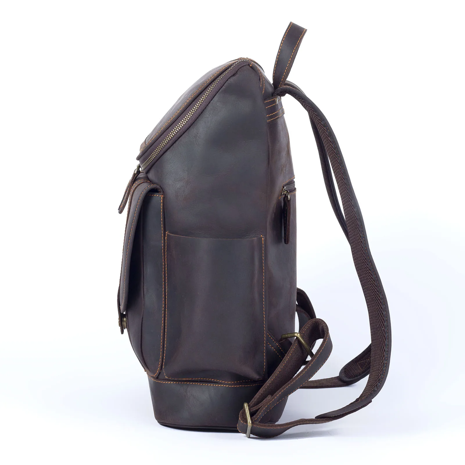 Vintage Echtleder Herrenrucksack Große Kapazität Top-Grain Leder Laptop-Umhängetasche Crazy Horse Tasche Mode für Männer – Detail 8