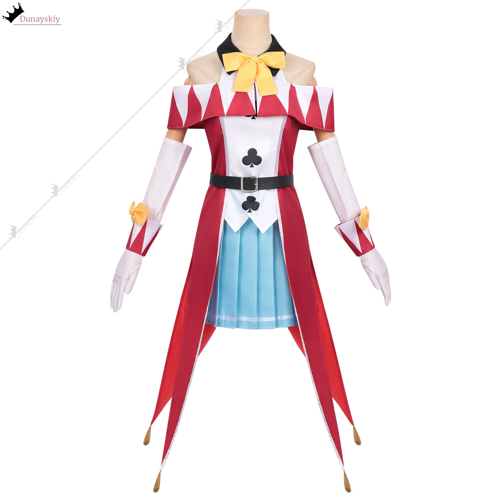 The Exiled Heavy Knight Luce Rubis Cosplay Costume Halloween Wig Anime Jester Outfit Suit Red White Clown Dress With Gloves