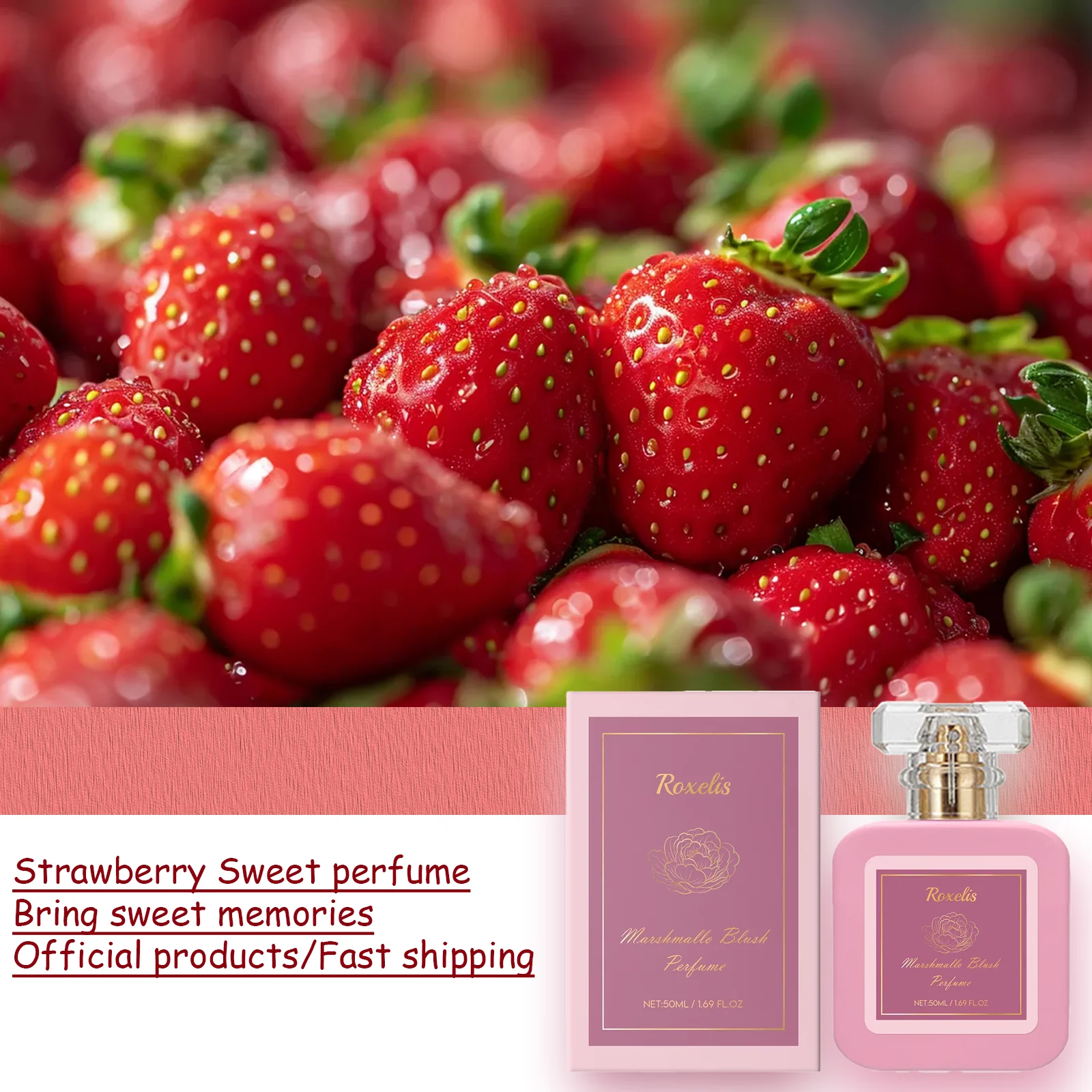 

Парфюм 50 мл «Клубничный сахар» — сладкий и жизнерадостный аромат. Свежий, нежный и стойкий. Идеален для свиданий, поездок на работу и различных мероприятий. Портативный.