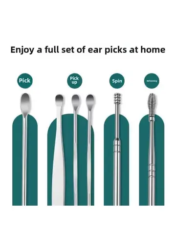 Spiral Spring Ear Wax Cleaner Kit 6PCS Ear Pick Set Safe and Hygienic Home Ear Cleaning Tools with Comfortable Design