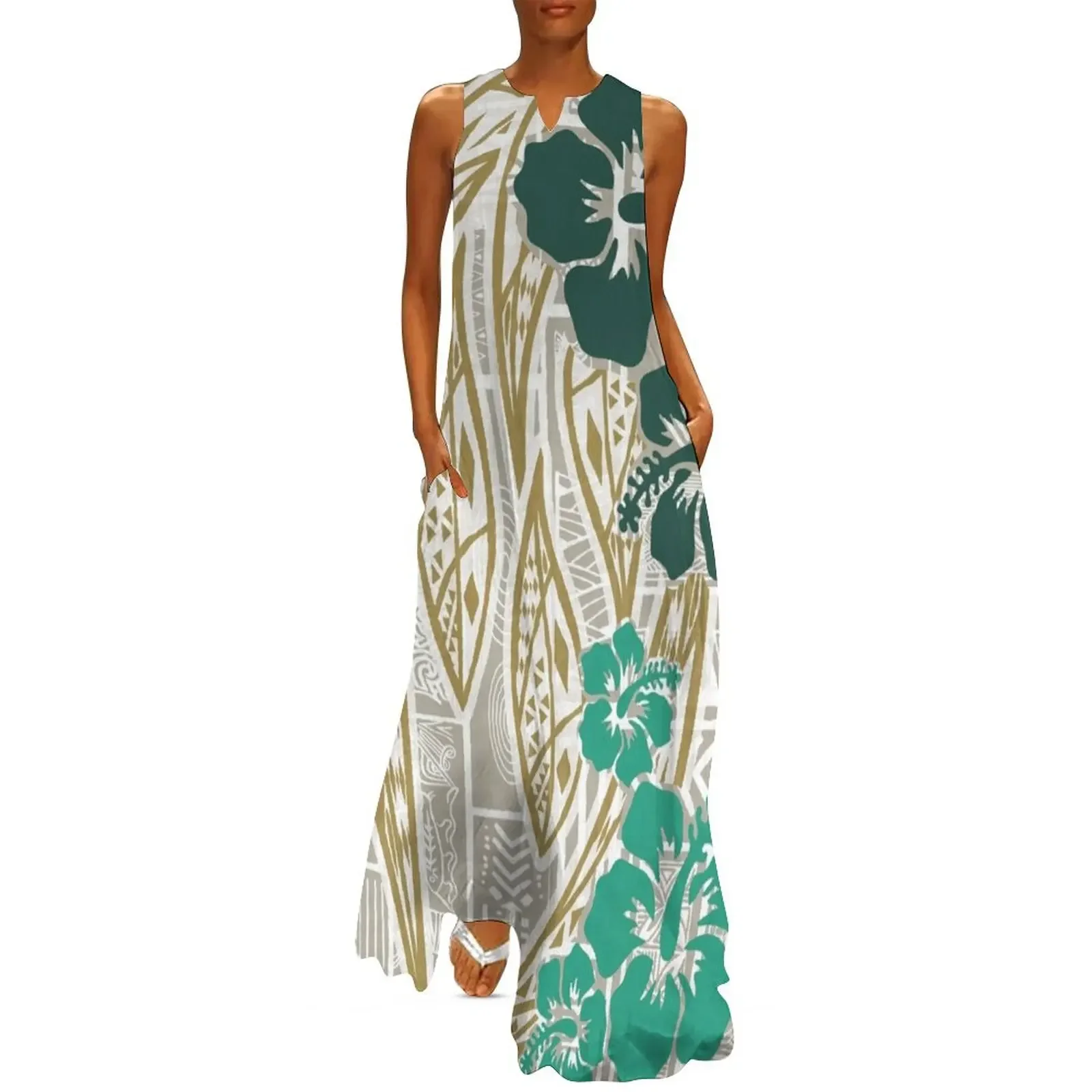 

Hawaiian - Samoan - Polynesian Tropical Floral Print Long Dress sexy dress for women dresses korean style Dress