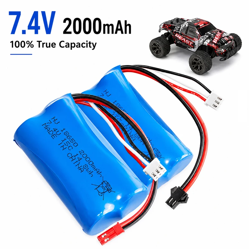 Akumulator 7.4V 2000mAh o wysokim współczynniku rozładowania 15C, odpowiedni do zdalnie sterowanych samochodów, pojazdów terenowych i szybkich samochodów. — zdjęcie produktu 2