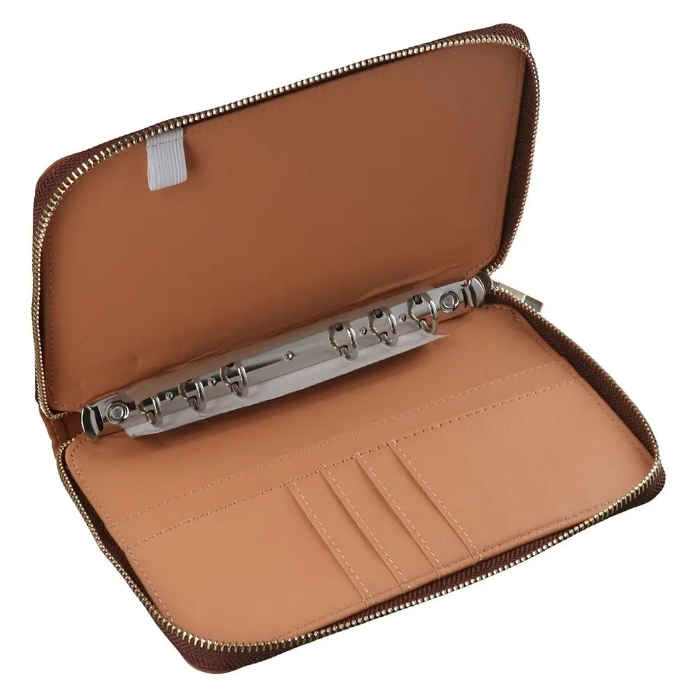 

Кожаные бюджетные конверты A6 для наличных денег, записная книжка на молнии с 6 кольцами, многоразовый бумажник для денег