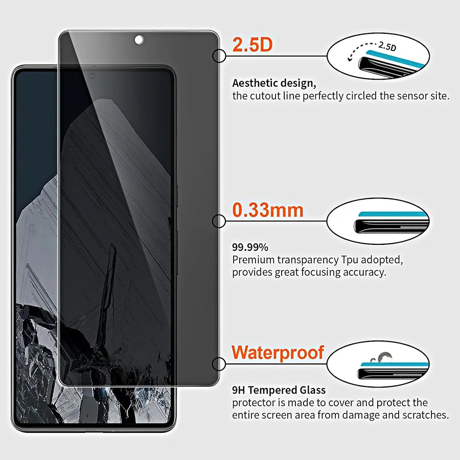 3D Anti Spy Tempered Glass For Google Pixel 6 7 8 Pro 5 7a 4 XL 5a 4a 4G Privacy Screen protector Google Pixel 6a 4 5a 5G Glass